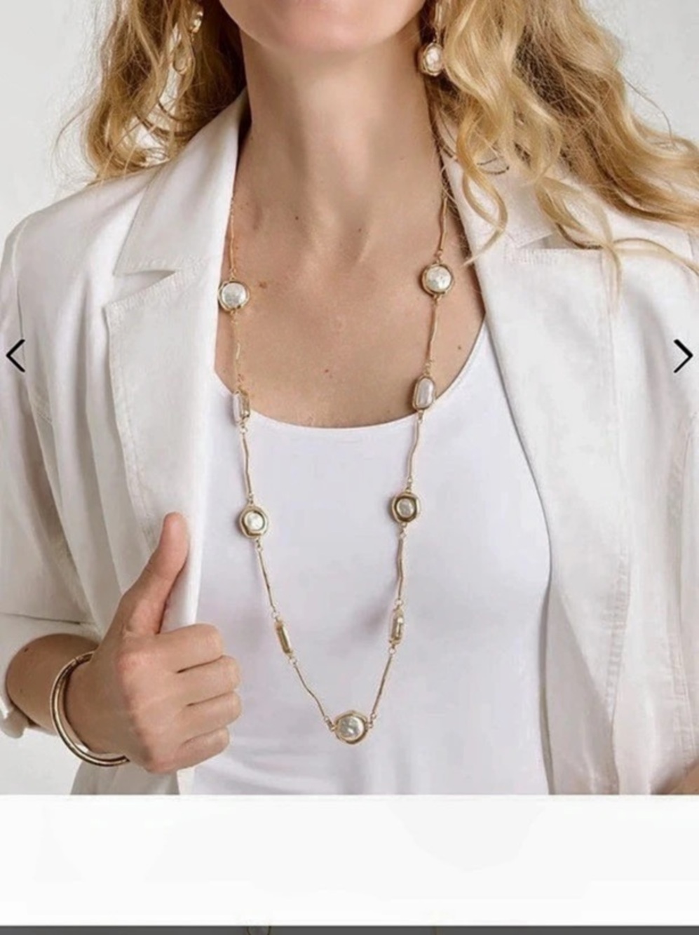 Chico's Siren Collection 34Faux Pearl Long Single-Strand Necklace
